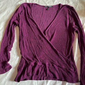 White House Black Market Long Sleeve  Ribbed Wrap Around Sweater